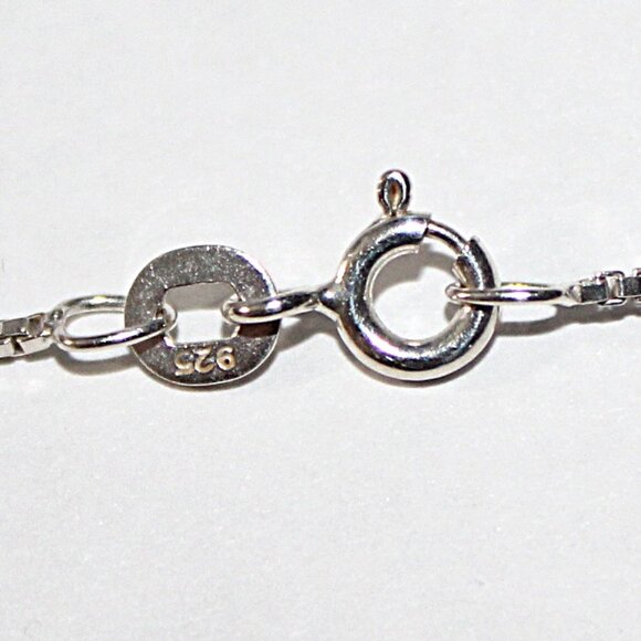 Sterling Silver Carved Mother of Pearl Wire Wrapped Box Chain Necklace 20 Inches - Picture 5 of 7